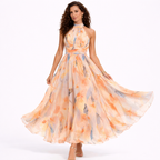 Aurora Vestido con cuello halter y estampado de acuarela