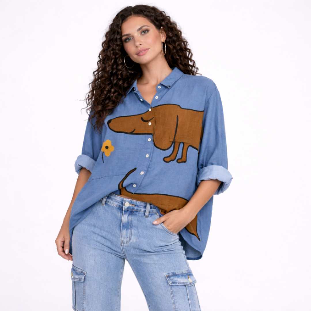 Palmira Blusa atemporal de lino estampada
